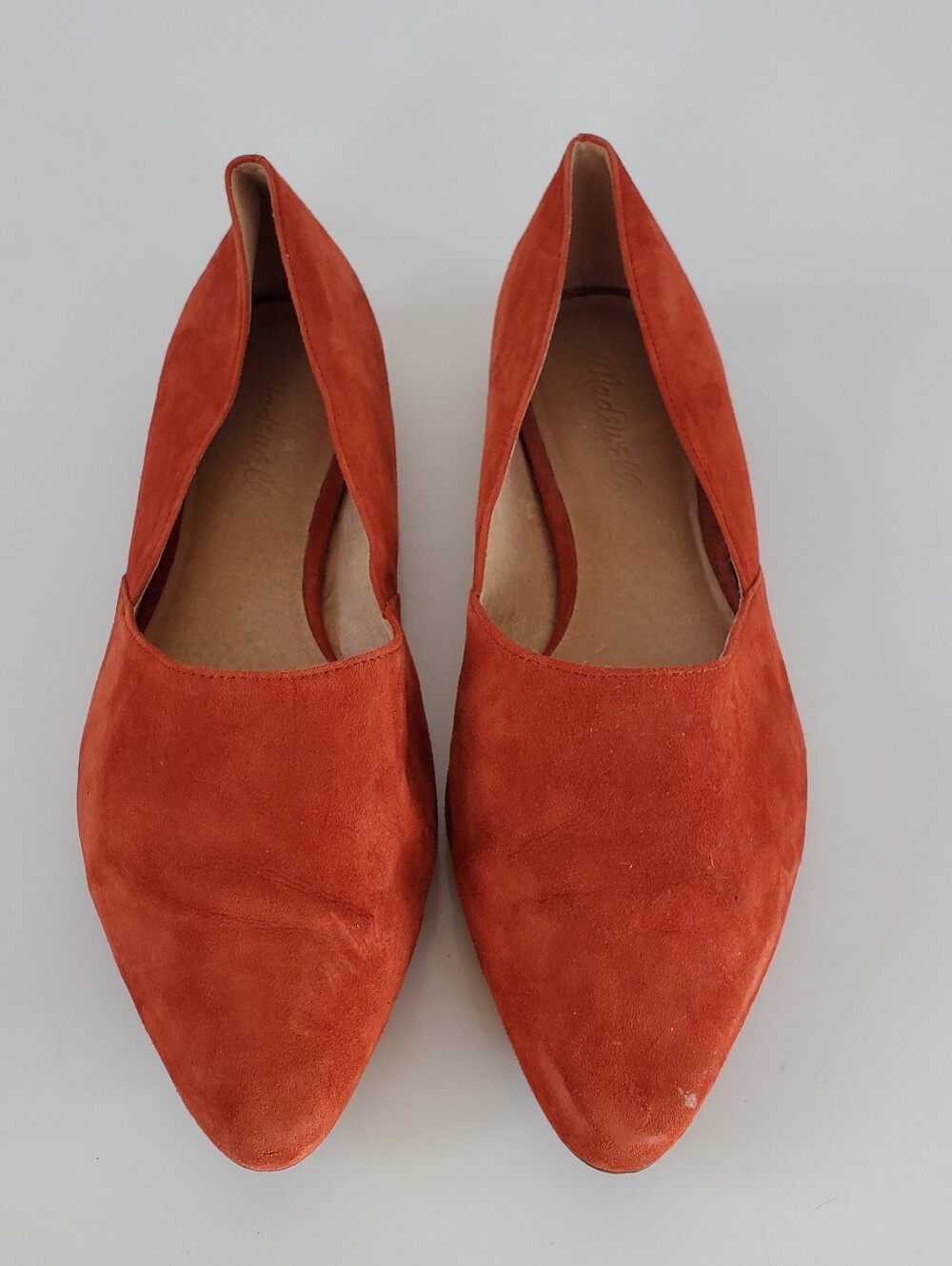 Madewell Women’s Lizbeth Pointed Toe Suede Flats in Cinnabar Color Size 8.5